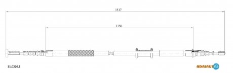FIAT Трос ручного тормоза задн. лев. adriauto 11.0220.1 на Фиат Tempra