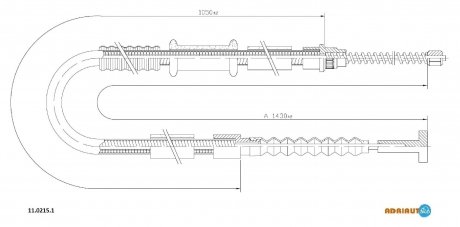 FIAT Трос ручного тормоза задн. лев. Brava, Bravo 1,4 (бараб) 95- adriauto 1102151 на Фиат Браво