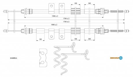 FORD Трос ручного торм. зад. прав./лев. Transit Connect 1,8 02- adriauto 1302921 на Форд Connect