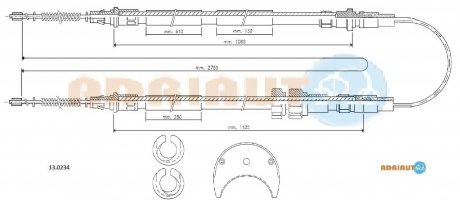 FORD Трос ручного тормоза Fiesta 86- adriauto 13.0234 на Форд Fiesta