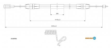 FORD Трос ручного тормоза лев.Transit 06- adriauto 13.0278.1