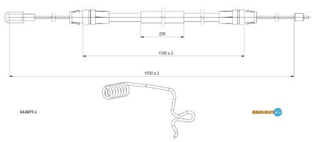 FORD Трос стоянкового гальма (для здвоєних шин) TRANSIT Платформа/шасі (FM_ _, FN_ _, FF_ _) 2.2 TDCi 4x4 11- adriauto 1302771