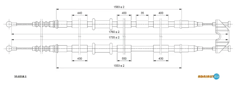 ADRIAUTO OPEL Трос ручного тормоза Astra SW 04- adriauto 33.0218.1