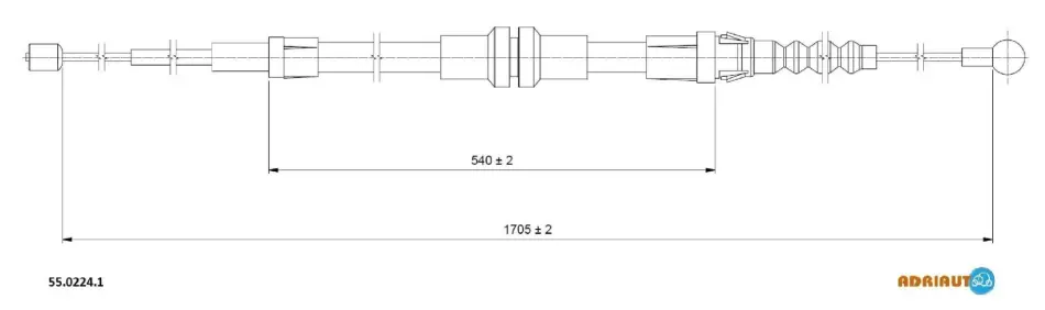 ADRIAUTO VW Трос ручного тормоза прав/лев Caddy 04-. (1705/540mm) adriauto 55.0224.1