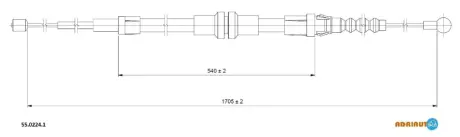 ADRIAUTO VW Трос ручного тормоза прав/лев Caddy 04-. (1705/540mm) adriauto 55.0224.1