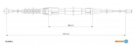VW Трос ручного тормоза задн. лев./прав. 1610/940 мм TOURAN 03- adriauto 5502091