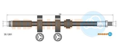 Шланг гальмівний передній adriauto 35.1261 на Пежо 607
