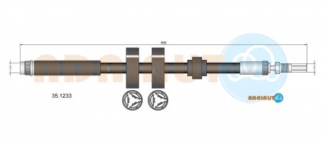 Шланг гальмівний передній adriauto 35.1233 на Пежо 605