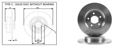 Диск гальмівний зад.Volvo C30, C70 Ii, S40 Ii, V40, V50 Ford C-Max, Focus C-Max, Focus Ii 1.5-2.5 10.03- aplus 61301AP на Форд С-макс