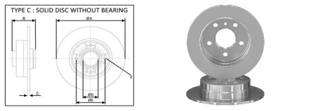 Диск гальмівний задній. DB A-class W169 04- aplus 61377AP