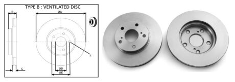Диск гальмівний перед. Toyota Auris 1.4TDI 06.10-, Corolla (SED) (JP) 1.4TDI 06.11- aplus 61404AP