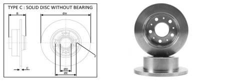 Диск гальмівний зад. Fiat Ducato 2006- aplus 61447AP на Пежо Боксер