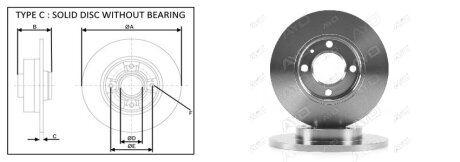 Диск гальмівний перед. VW Golf2/3/Vento Audi 80 Seat Toled aplus 61471AP на Фольксваген Кадди 2