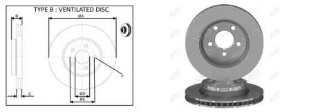 Гальмівний диск перед Dodge Avenger 08-13, Caliber 07-12 Jeep Compass, Patriot 07-13 Chrysler Sebring 07-10 APlus 61778AP