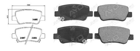 Колодки ручного (стоячого) тормоза aplus 71362AAP