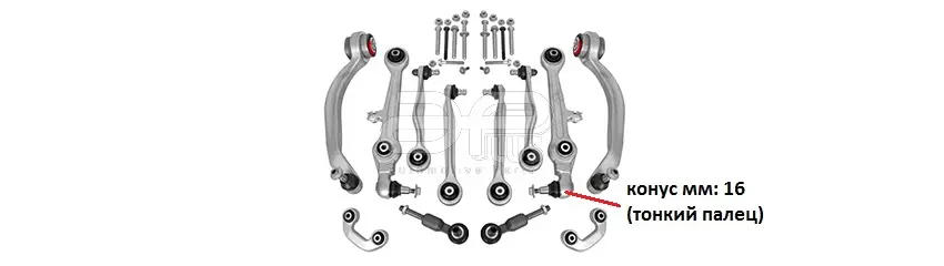 Комплект важелів Audi A6 (4B2, C5) [01/97-08/05] APlus 18190AP