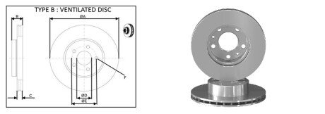 Передній гальмівний (тормозний) диск aplus 61357AP