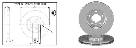 Передній гальмівний (тормозний) диск aplus 61362AP на Опель Зафира с