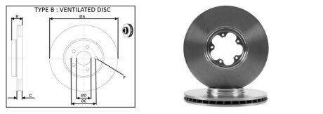 Передний тормозной диск aplus 61402AP на Форд Транзит 5