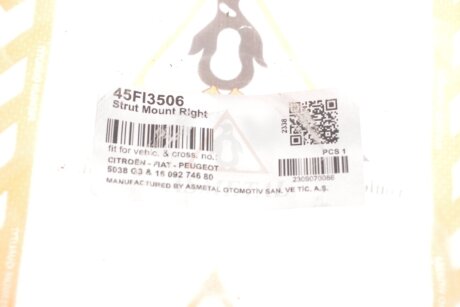 Опора амортизатора Fiorino/Nemo/Bipper 07- Пр. as Metal 45FI3506