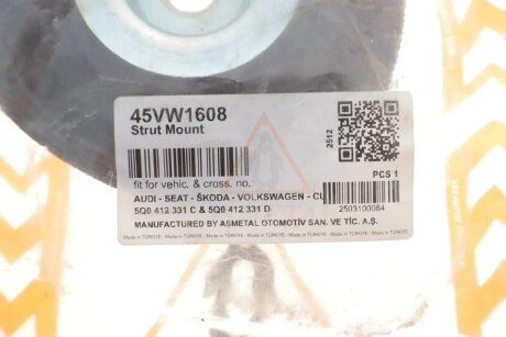 Комплект опори амортизаційної стійки as Metal 45VW1608