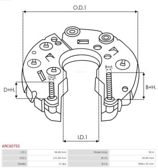 Диодный мост генератора as (польша) ARC6075S