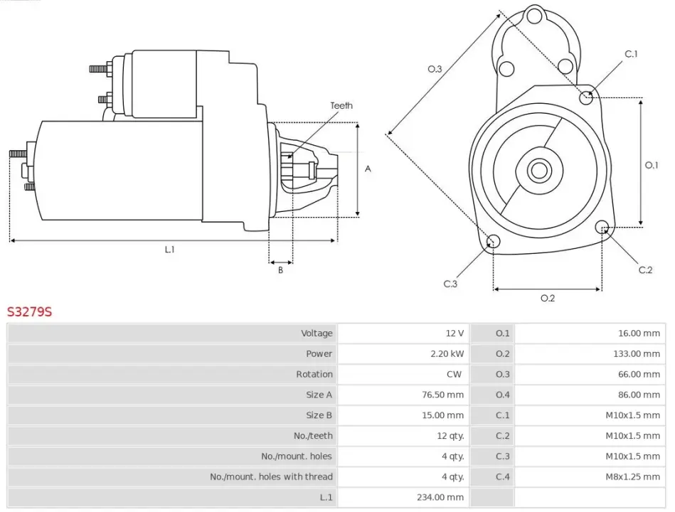 Стартер AS (Польша) S3279S (фото 1)