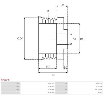 Шків ременя генератора as (польша) AP6074S