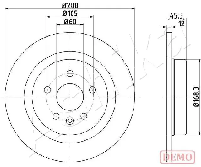 (16") Диск гальмівний задній Opel Astra K 1.0-1.6D 06.15- ashika 61000404C