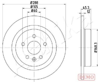 (16") Диск гальмівний задній Opel Astra K 1.0-1.6D 06.15- ashika 61-00-0404C