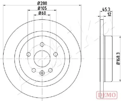(16") Диск гальмівний задній Opel Astra K 1.0-1.6D 06.15- ashika 61000404C