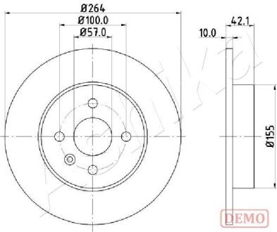 Диск гальмівний ashika 61-00-0407C на Опель Астра h