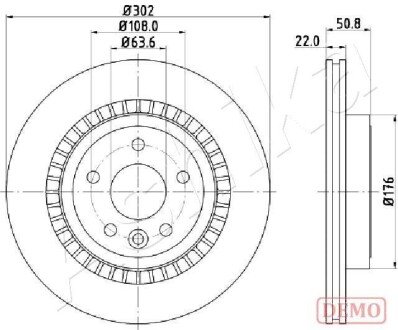 Диск гальмівний Volvo XC60 I 2.0-3.2 05.08-12.17 ashika 61-00-0325C на Вольво Xc60