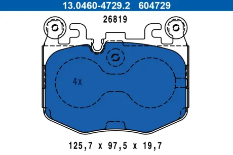 Комплект гальмівних колодок передн, BMW 5 (G60, G90, G68), 5 (G61, G99), 7 (G70) 3.0DH/3.0H/Electric 07.22- ATE 13046047292