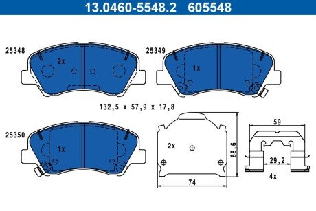 Тормозные колодки ate 13046055482 на Hyundai Солярис