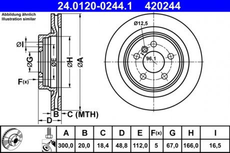Вентильований гальмівний диск ate 24.0120-0244.1
