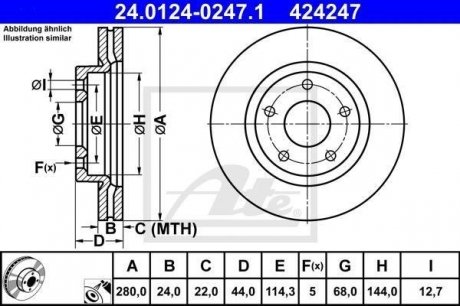 Вентилируемый тормозной диск ate 24.0124-0247.1