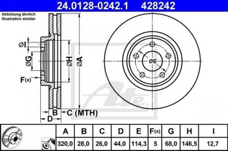 Вентилируемый тормозной диск ate 24.0128-0242.1