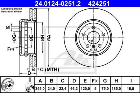 Вентилируемый тормозной диск ate 24.0124-0251.2