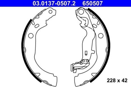 Колодки ручного (стоячого) гальма ate 03.0137-0507.2