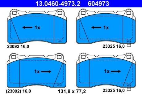 Передні тормозні (гальмівні) колодки ATE 13.0460-4973.2