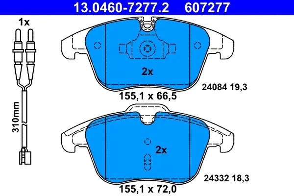 Передние тормозные колодки ATE 13.0460-7277.2