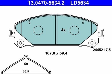 Тормозні (гальмівні) колодки ate 13047056342 на Лексус Rx350