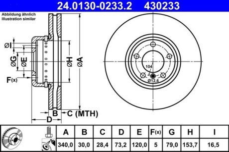 Вентильований гальмівний диск ate 24013002332 на Бмв F20