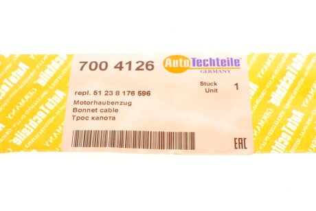 Трос капота autotechteile 7004126
