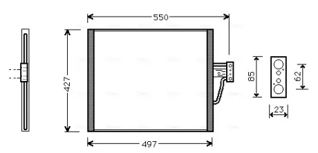 AVA BMW Радіатор кондиціонера (конденсатор) без осушувача 5 E39 96- AVA cooling systems BW5213