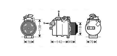 AVA BMW Компресор кондиціонера 1 (E81) 06-, 1 (E87) 07-, 3 (E90) 07-, 3 Touring (E91) 04- AVA cooling systems BWAK387