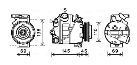 AVA BMW Компресор кондиціонера X5 (E70) 06- AVA cooling systems BWAK444