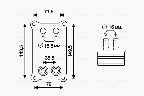 AVA FORD Оливний радіатор (без корпуса) Mondeo III, Transit 2.2/2.4TDCi 00-, LandRover Defender, Jaguar AVA cooling systems FD3623