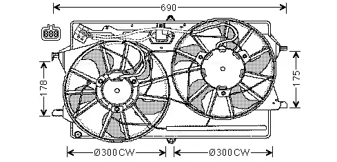 AVA FORD Вентилятор радіатора (з дифузором) FOCUS I 1.4-2.0 98- AVA cooling systems FD7510